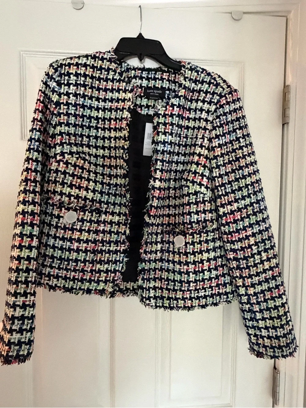 NWT Kate Spade Multicolor/Navy Tweed Jacket - Size 8